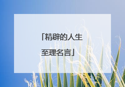 精辟的人生至理名言