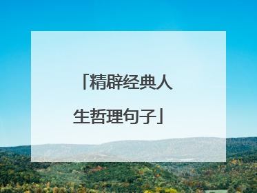 精辟经典人生哲理句子