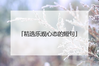 精选乐观心态的短句