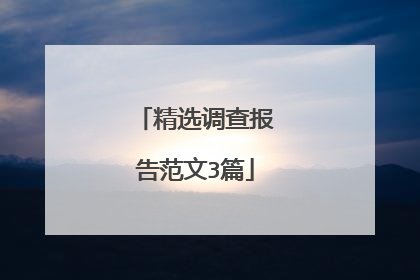 精选调查报告范文3篇