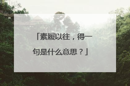素履以往,得一句是什么意思?