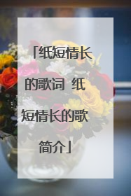 纸短情长的歌词 纸短情长的歌简介
