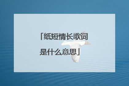 纸短情长歌词是什么意思