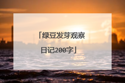 绿豆发芽观察日记200字
