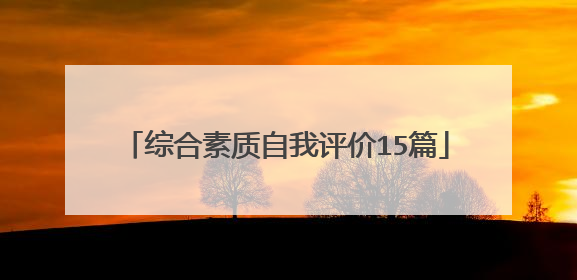 综合素质自我评价15篇