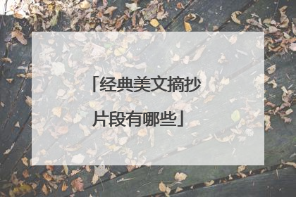 经典美文摘抄片段有哪些