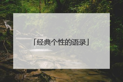 经典个性的语录