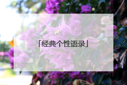 经典个性语录
