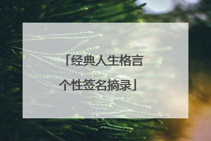 经典人生格言个性签名摘录