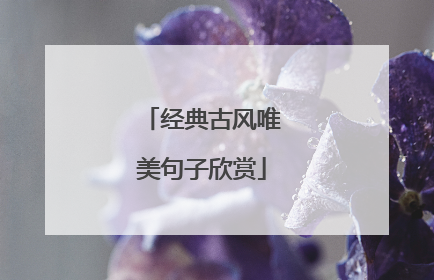 经典古风唯美句子欣赏