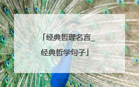 经典哲理名言_经典哲学句子
