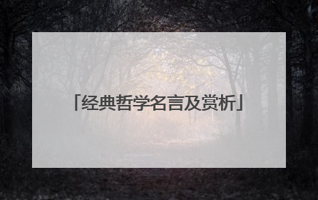 经典哲学名言及赏析