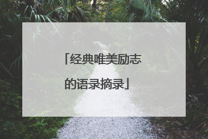 经典唯美励志的语录摘录