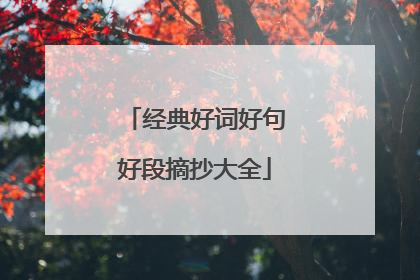 经典好词好句好段摘抄大全