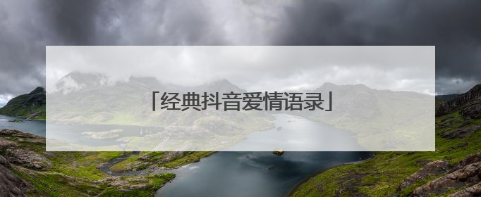经典抖音爱情语录