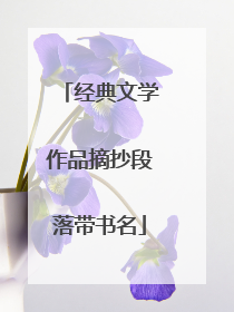 经典文学作品摘抄段落带书名