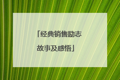 经典销售励志故事及感悟