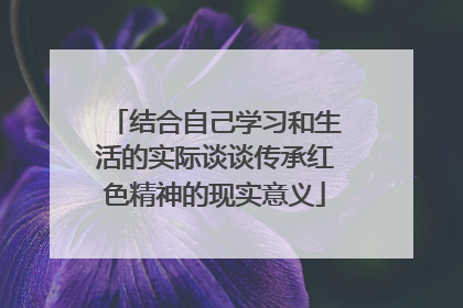 结合自己学习和生活的实际谈谈传承红色精神的现实意义