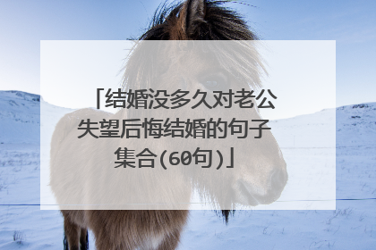 结婚没多久对老公失望后悔结婚的句子集合(60句)