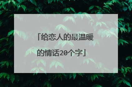 给恋人的最温暖的情话20个字