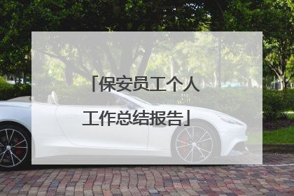 保安员工个人工作总结报告