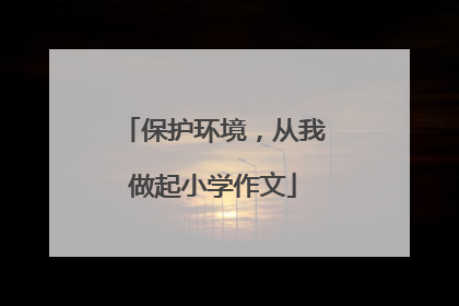 保护环境，从我做起小学作文