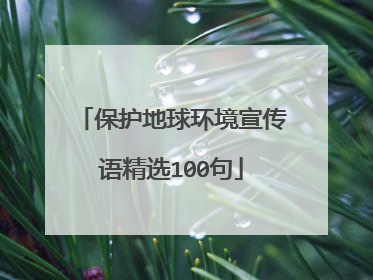 保护地球环境宣传语精选100句