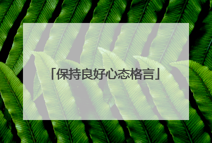 保持良好心态格言