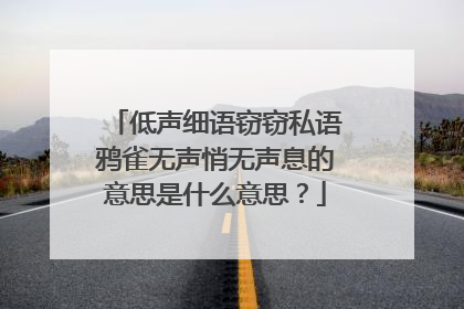 低声细语窃窃私语鸦雀无声悄无声息的意思是什么意思?