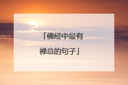 佛经中最有禅意的句子