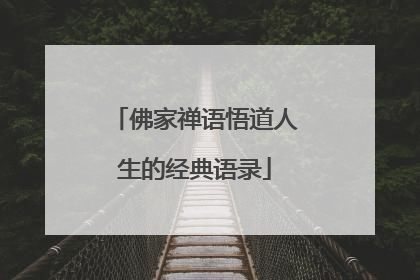 佛家禅语悟道人生的经典语录