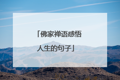 佛家禅语感悟人生的句子