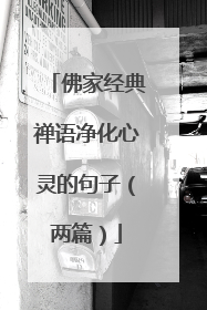 佛家经典禅语净化心灵的句子（两篇）