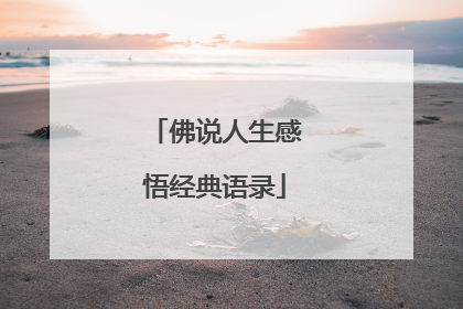佛说人生感悟经典语录
