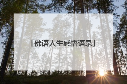 佛语人生感悟语录