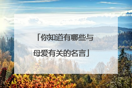 你知道有哪些与母爱有关的名言