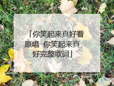 你笑起来真好看原唱 你笑起来真好完整歌词