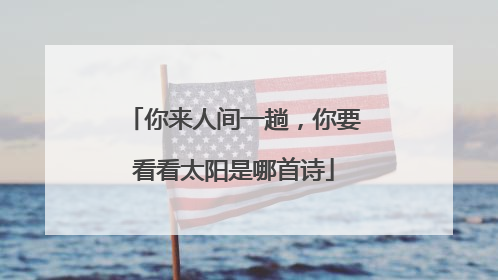 你来人间一趟,你要看看太阳是哪首诗