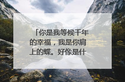 你是我等候千年的幸福,我是你肩上的蝶。好像是什么里面的歌词。