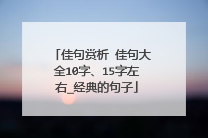 佳句赏析 佳句大全10字、15字左右_经典的句子