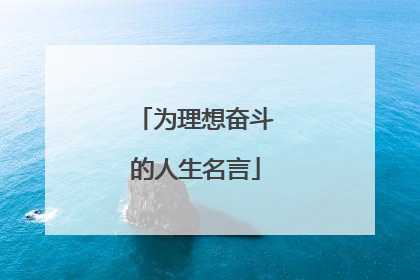 为理想奋斗的人生名言