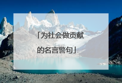 为社会做贡献的名言警句