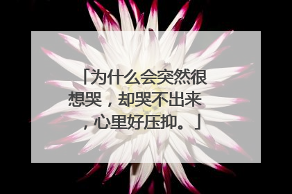 为什么会突然很想哭，却哭不出来，心里好压抑。