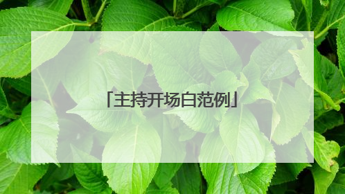 主持开场白范例
