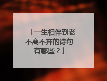 一生相伴到老不离不弃的诗句有哪些?