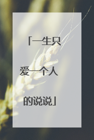 一生只爱一个人的说说