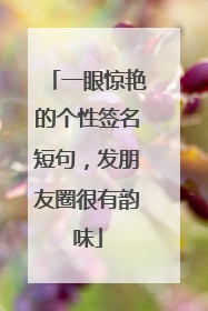 一眼惊艳的个性签名短句，发朋友圈很有韵味