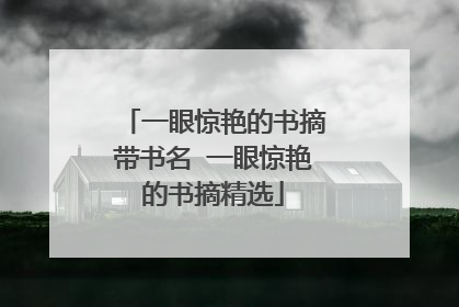 一眼惊艳的书摘带书名 一眼惊艳的书摘精选
