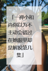 一禅小和尚你以为不主动会错过在她眼里却是解脱第几集
