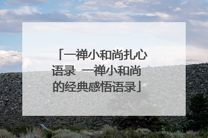 一禅小和尚扎心语录 一禅小和尚的经典感悟语录